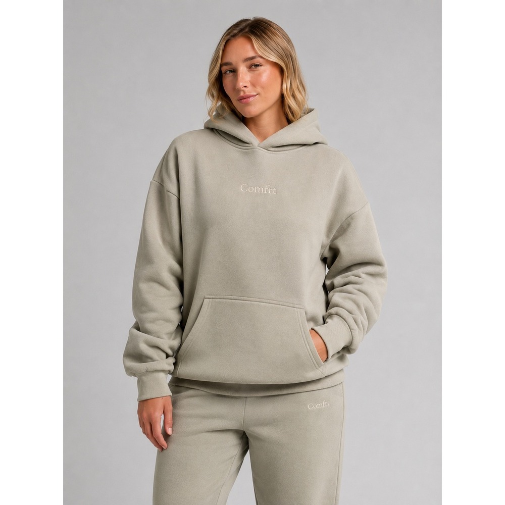 Comfrt Women Oversized Hoodie Sage Green Small Fleece Pullover Sweatshirt